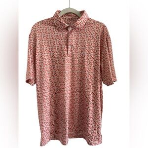 Rhoback Orange Patterned Polo Shirt large